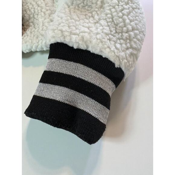 Handmade Black & White Shearling Moto Jacket Patent Leather Contrast, Cropped - Picture 8 of 16